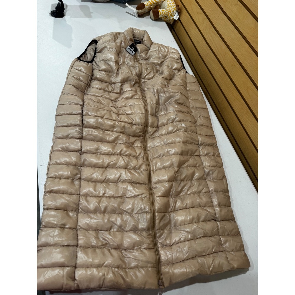 Booho Plus Womens Longline Puffer Vest Champagne Beige Quilted Gilet Size 28 NWT